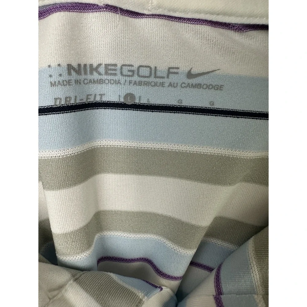 Nike Golf Polo Shirt Men Large Multicolor Stripe Dri Fit Lightweight Performance